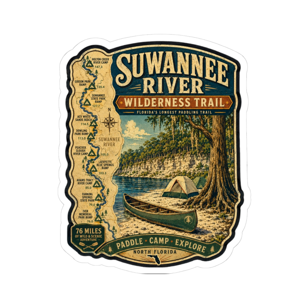 Suwannee River Wilderness Trail Sticker — Paddle, Camp & Explore Vintage Outdoors Decal