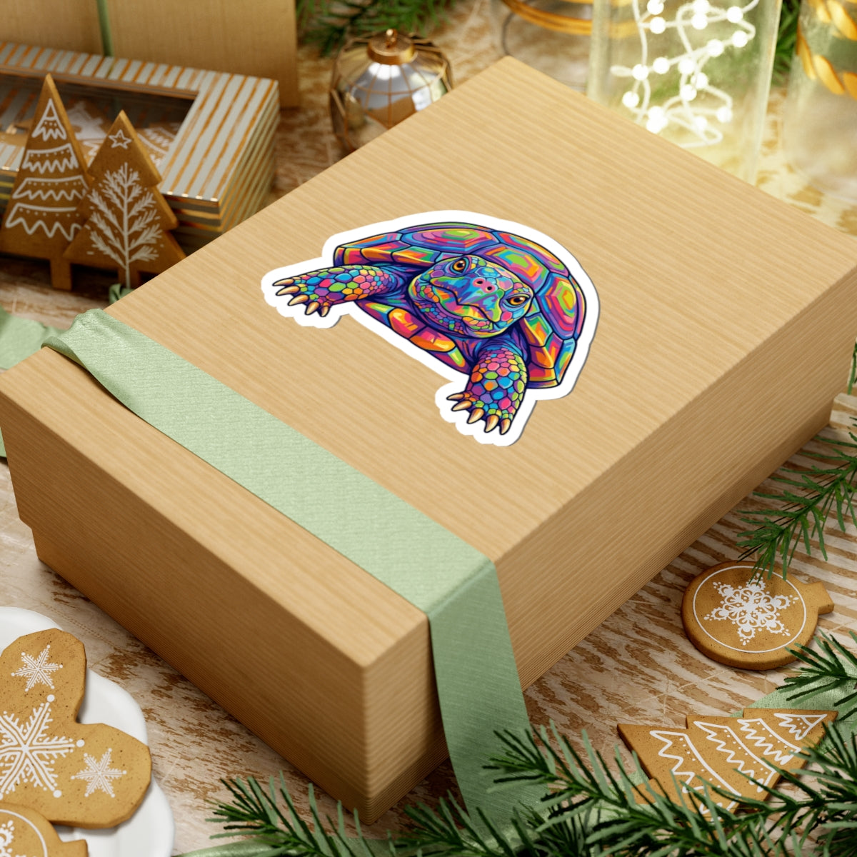 Rainbow Psychedelic Pop Art Tortoise Sticker