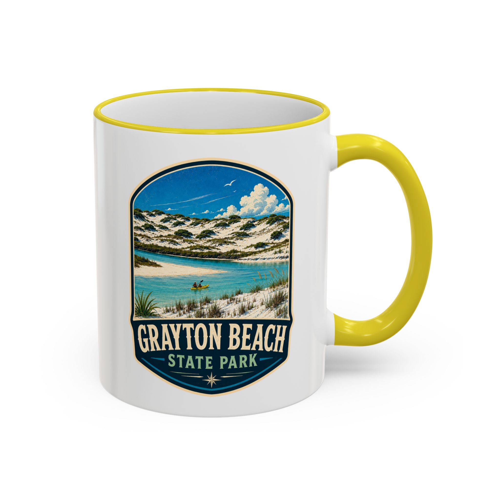 Grayton Beach Vintage Mug — Accent Rim & Handle 11oz/15oz