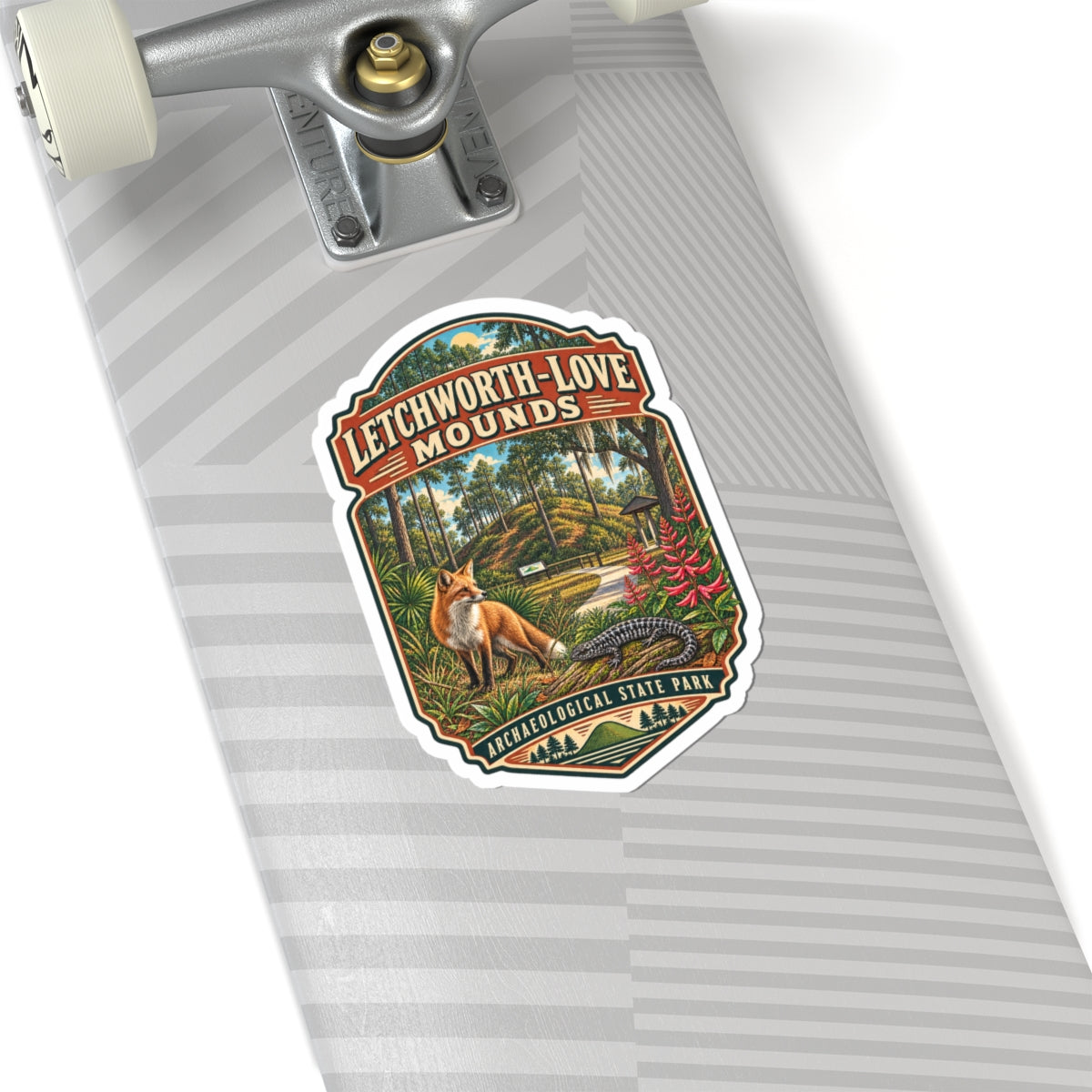 Letchworth-Love Mounds Park Sticker — Retro Fox & Gator State Park Decal