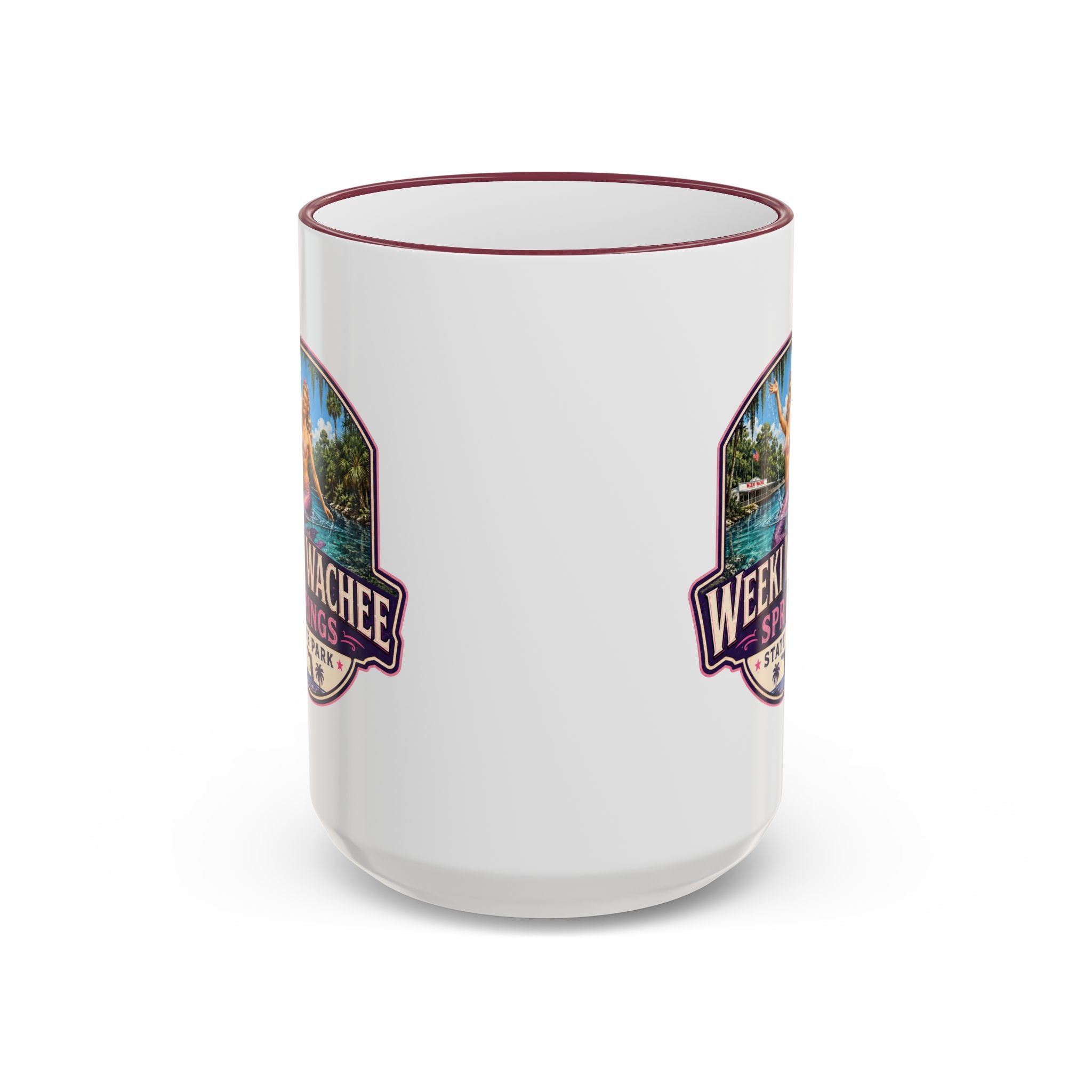 Weeki Wachee Vintage Mug Pink — Accent Rim & Handle 11oz/15oz
