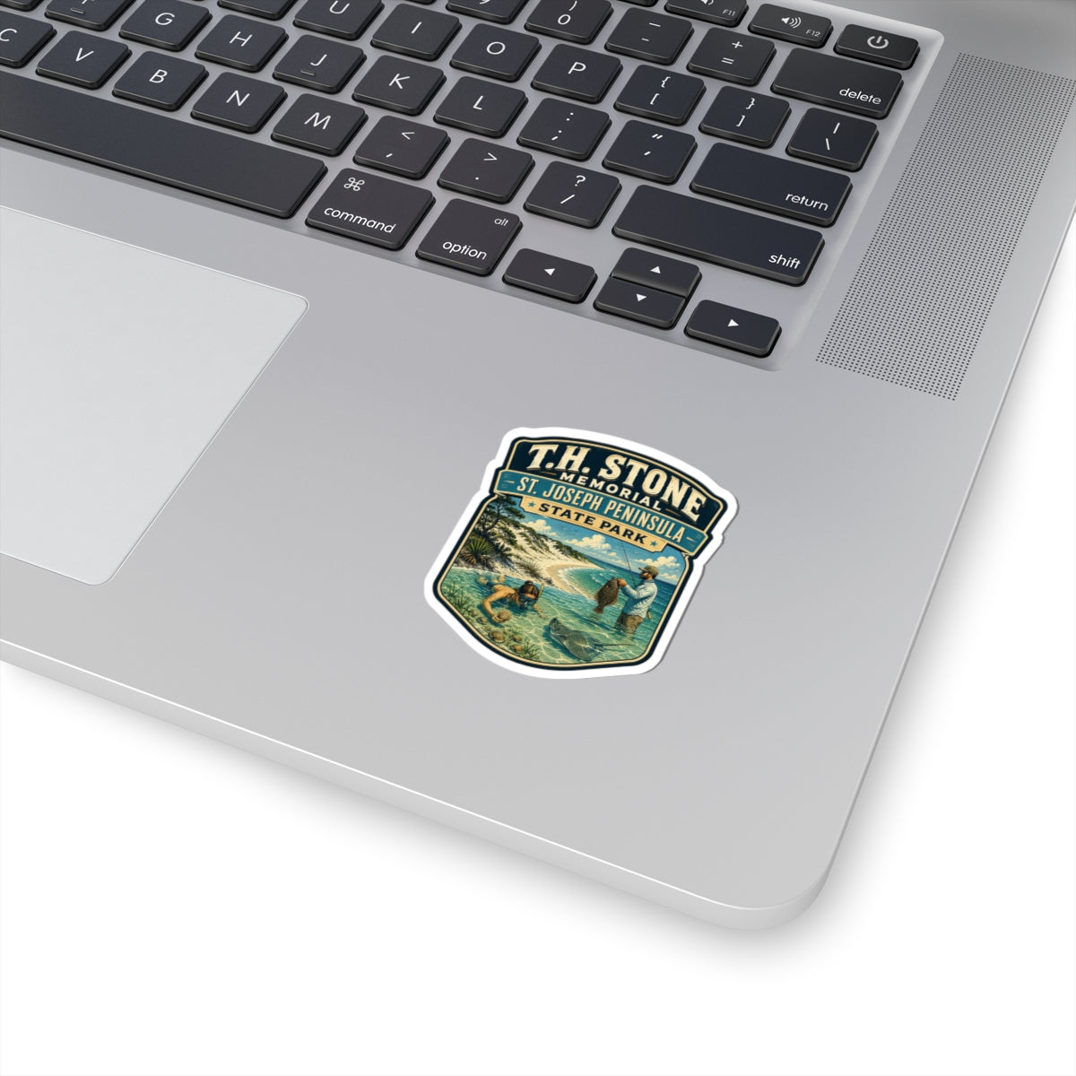 T.H. Stone Memorial State Park Sticker — St. Joseph Peninsula Coastal Fishing & Beach Scene Kiss-Cut Sticker