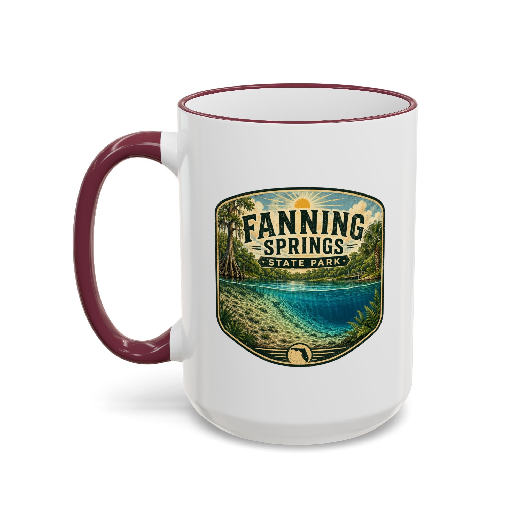 Fanning Springs Vintage Mug — Accent Rim & Handle 11oz/15oz