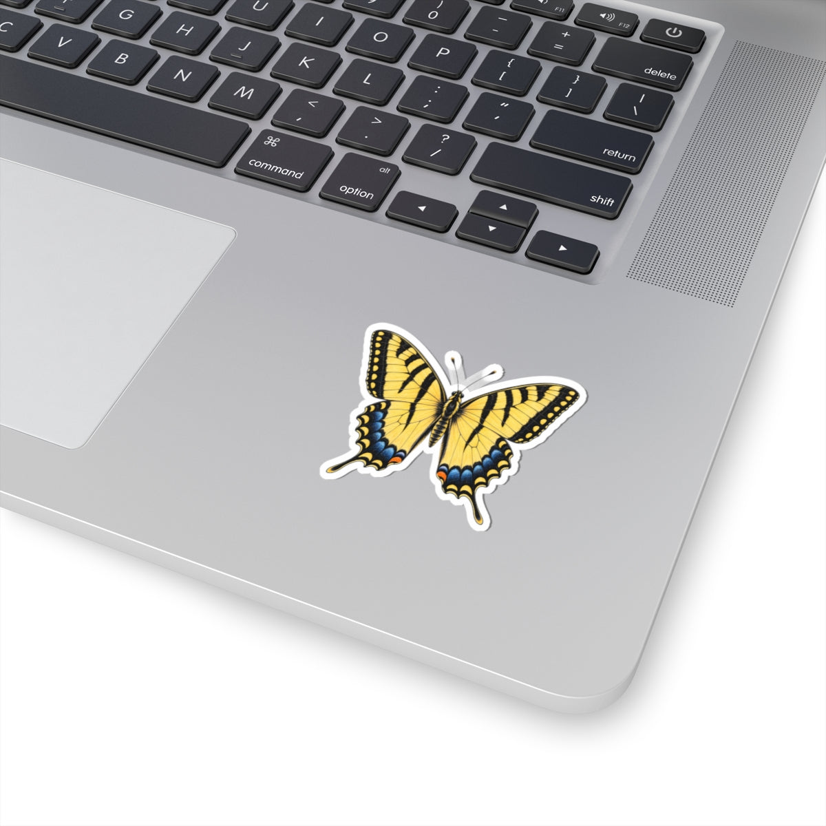 Eastern Tiger Swallowtail Butterfly Sticker — Yellow Kiss-Cut Vinyl Decal for Laptops & Journals