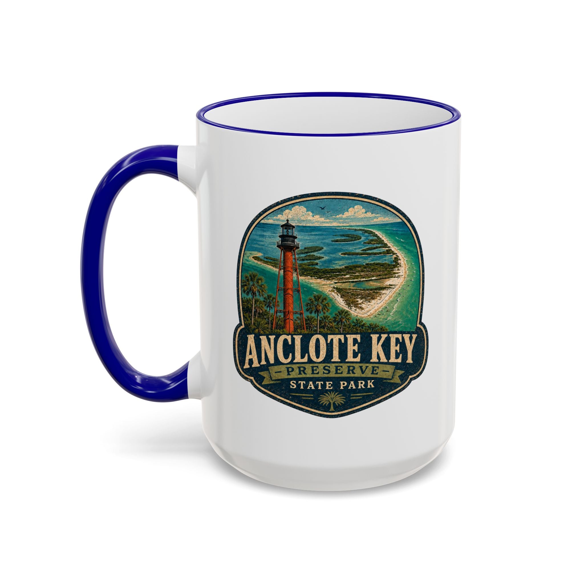 Anclote Key Vintage Mug — Accent Rim & Handle 11oz/15oz