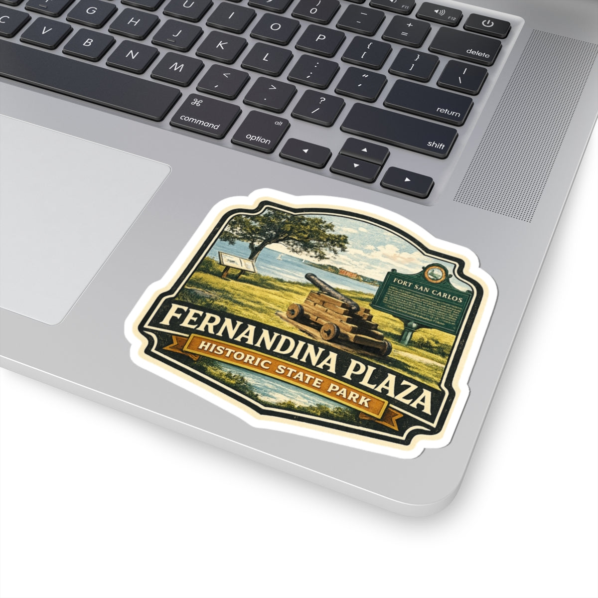 Fernandina Plaza Historic State Park Sticker — Vintage Cannon Travel Decal