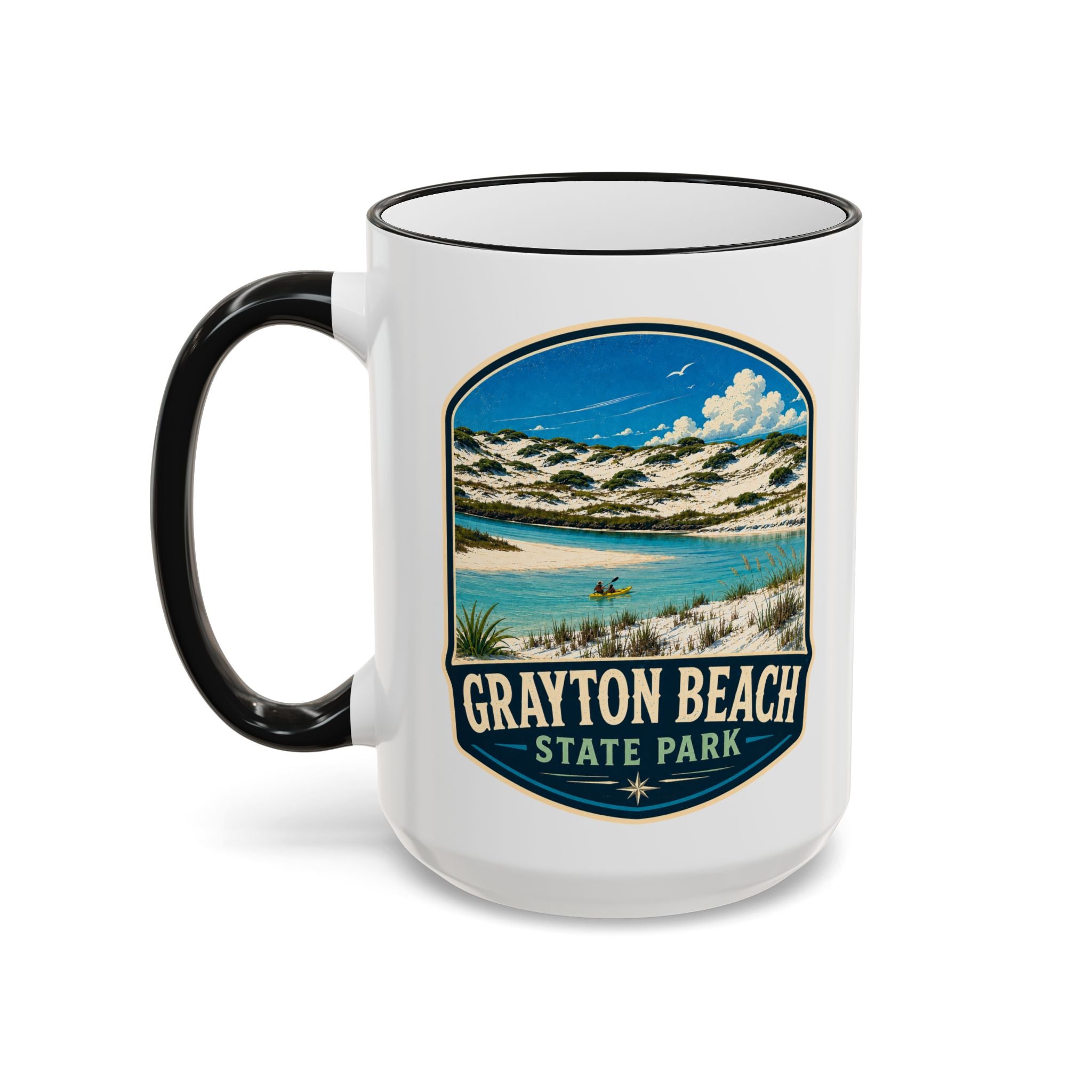 Grayton Beach Vintage Mug — Accent Rim & Handle 11oz/15oz