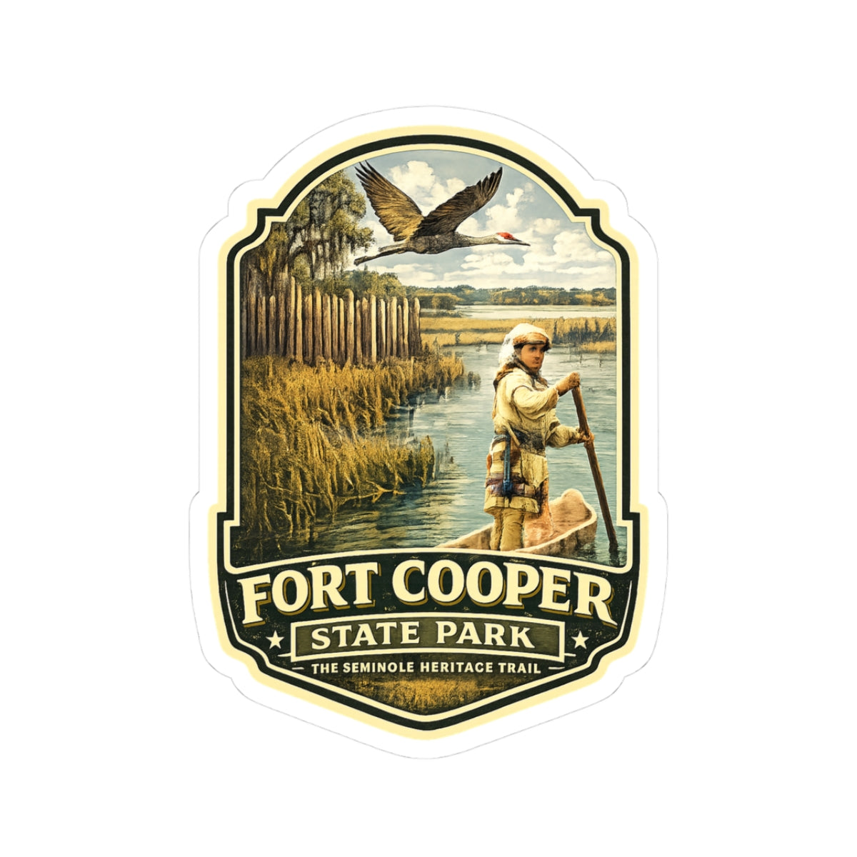 Fort Cooper State Park Vintage Travel Sticker — Kiss-Cut Park Badge