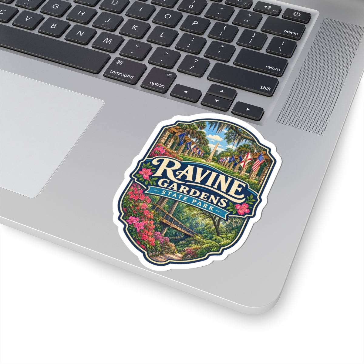 Ravine Gardens State Park Kiss-Cut Sticker — Vintage Scenic Park Badge