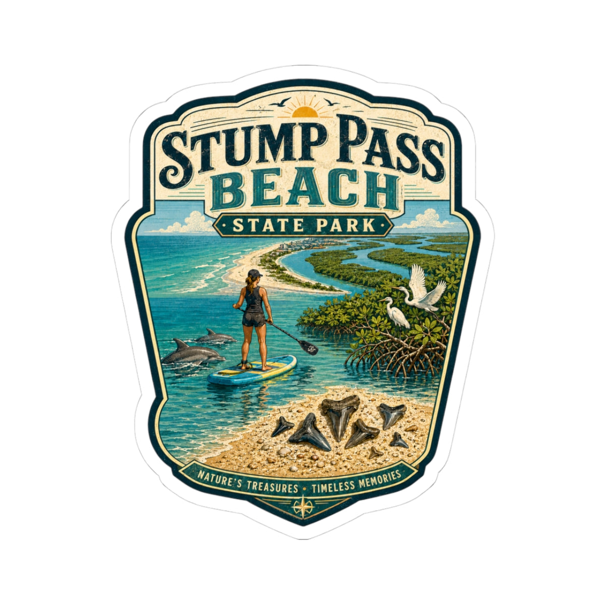 Stump Pass Beach State Park Sticker — Paddleboarding Coastal Vintage Travel Decal
