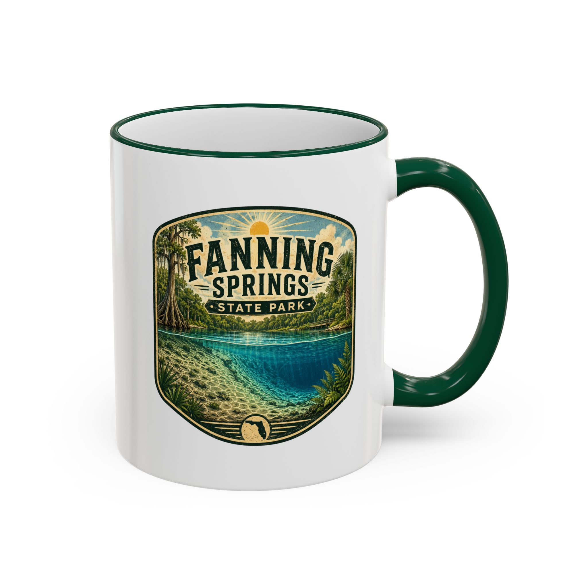 Fanning Springs Vintage Mug — Accent Rim & Handle 11oz/15oz