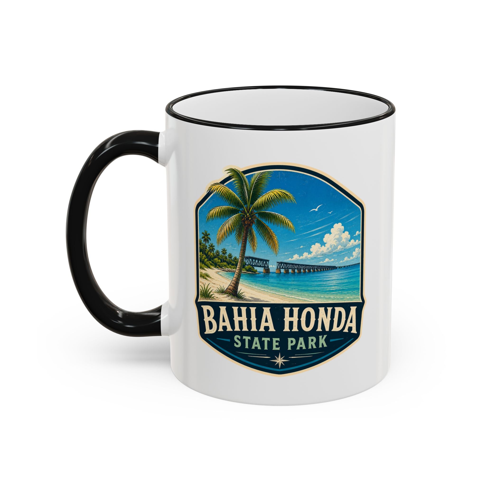 Bahia Honda Vintage Mug — Accent Rim & Handle 11oz/15oz