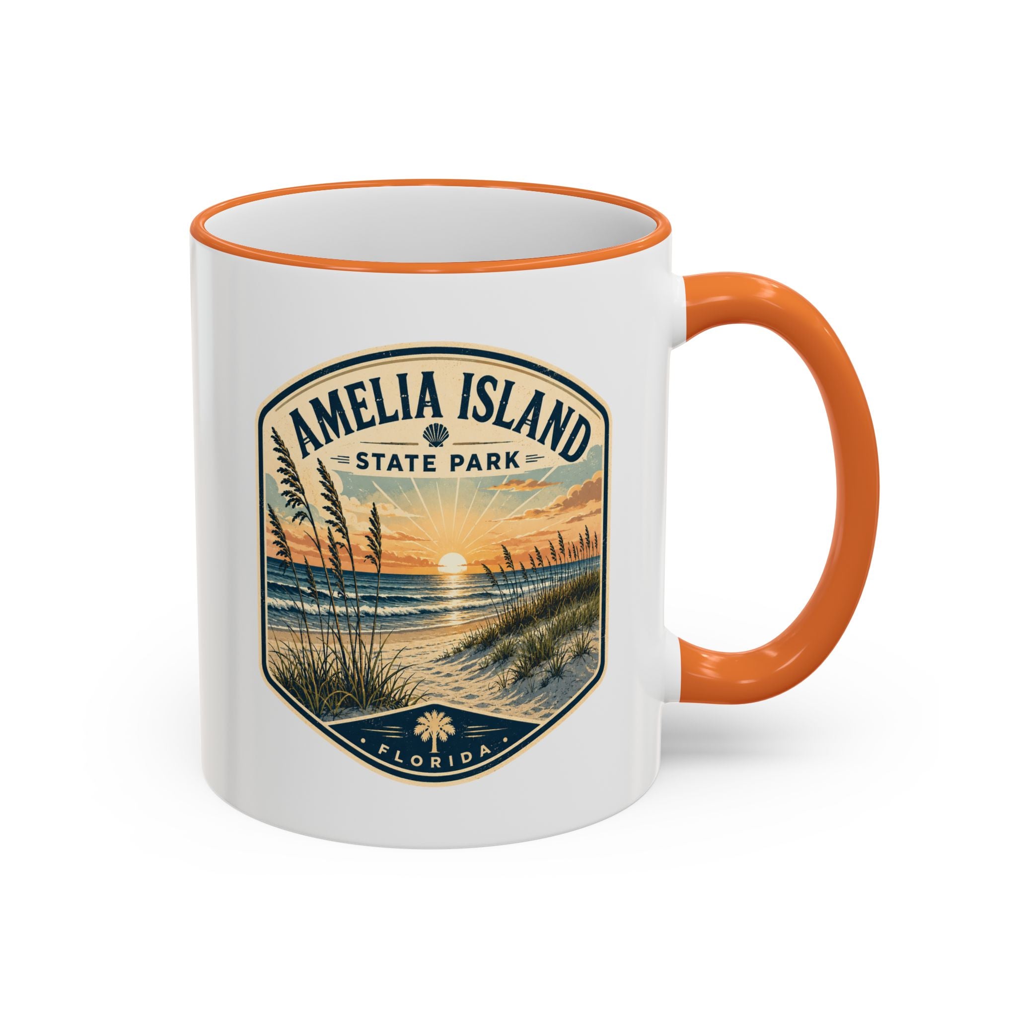 Amelia Island Vintage Mug — Accent Rim & Handle 11oz/15oz