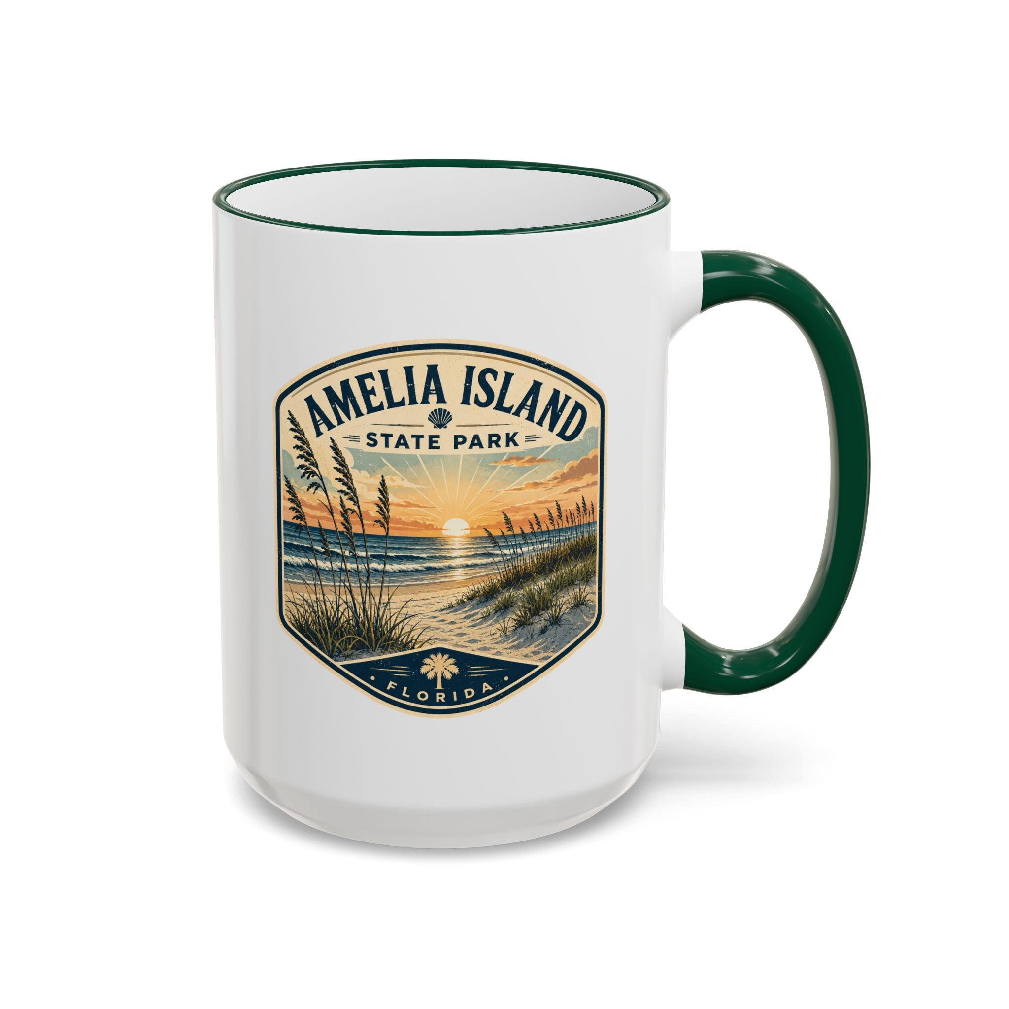Amelia Island Vintage Mug — Accent Rim & Handle 11oz/15oz