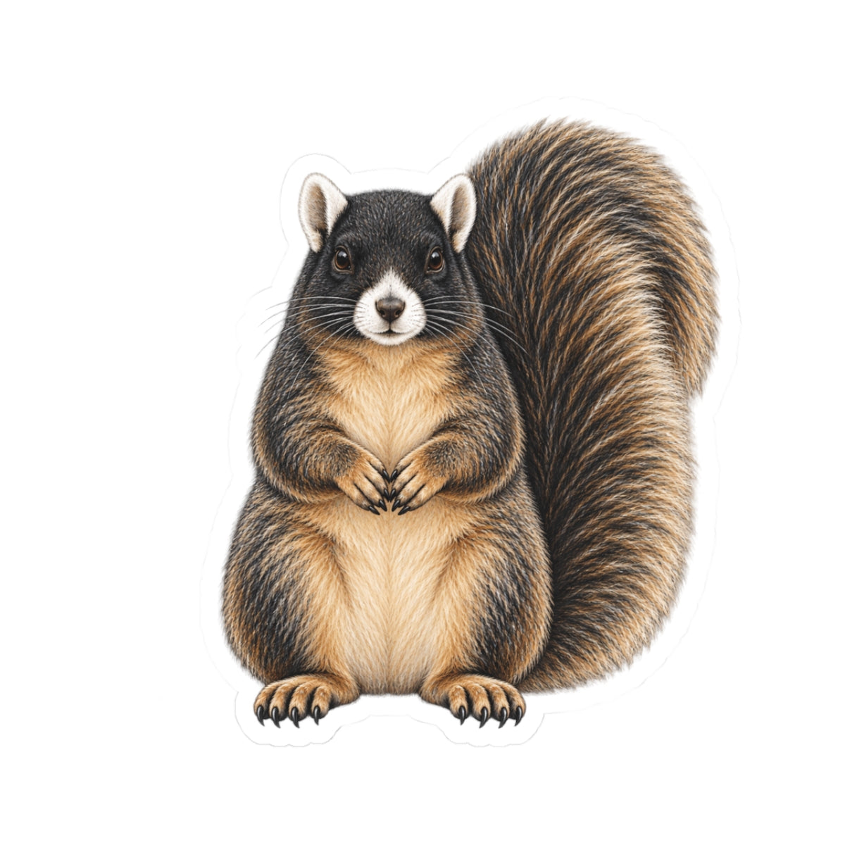 Sitting Sherman Fox Squirrel Sticker — Realistic Decal