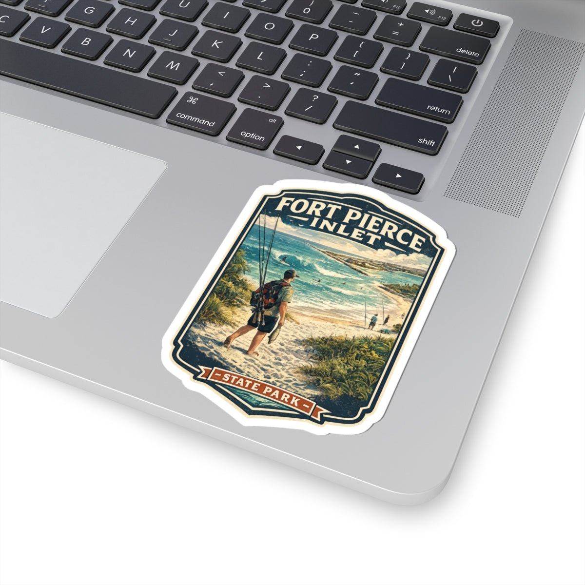 Fort Pierce Inlet State Park Kiss-Cut Sticker — Beach Fishing Vintage Travel Decal