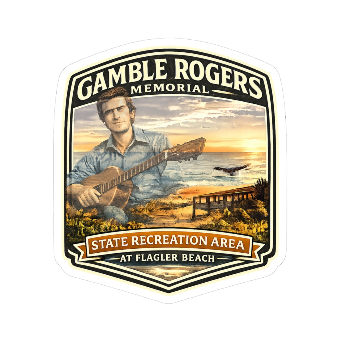 Gamble Rogers Memorial State Recreation Area Sticker — Vintage Beach Guitar Decal