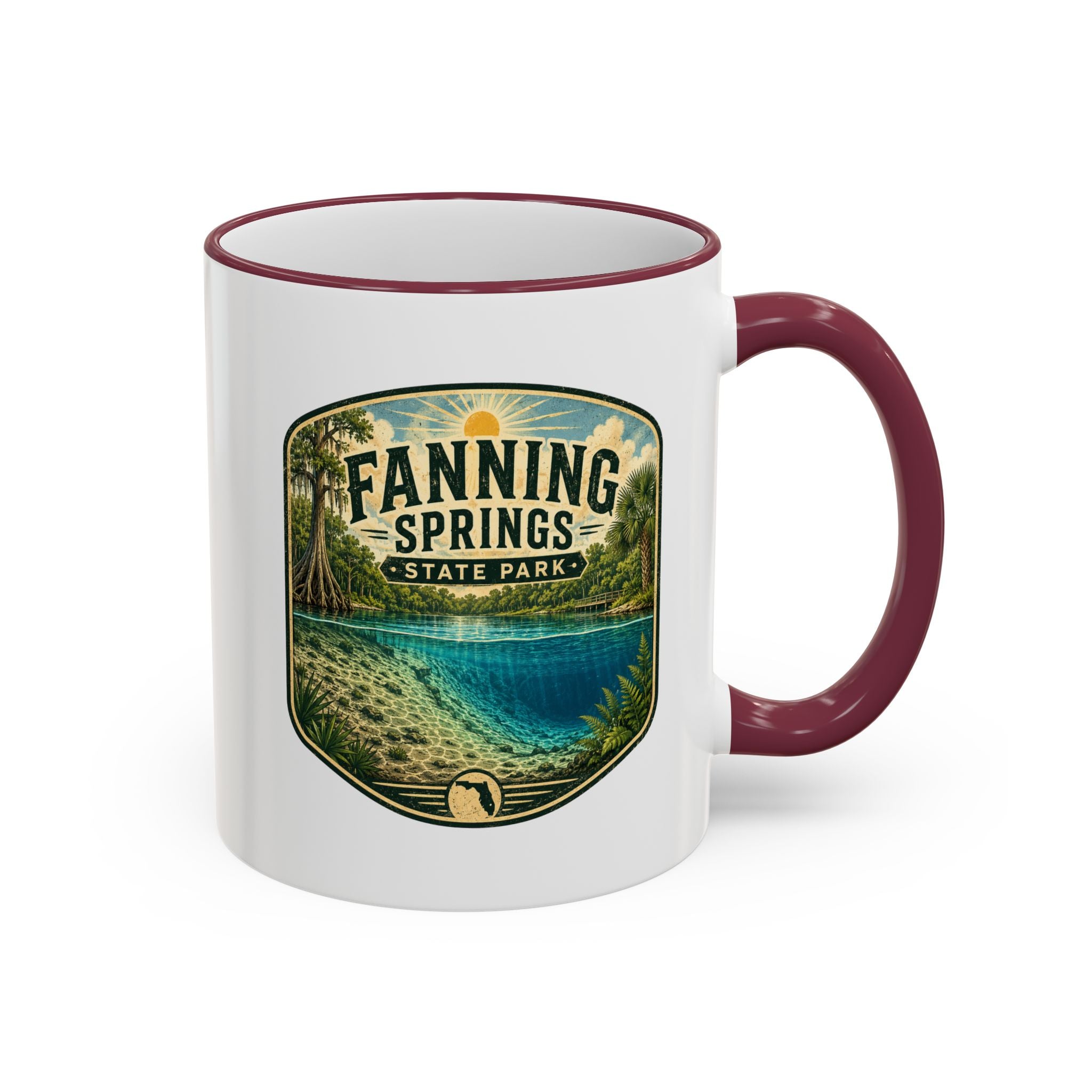 Fanning Springs Vintage Mug — Accent Rim & Handle 11oz/15oz