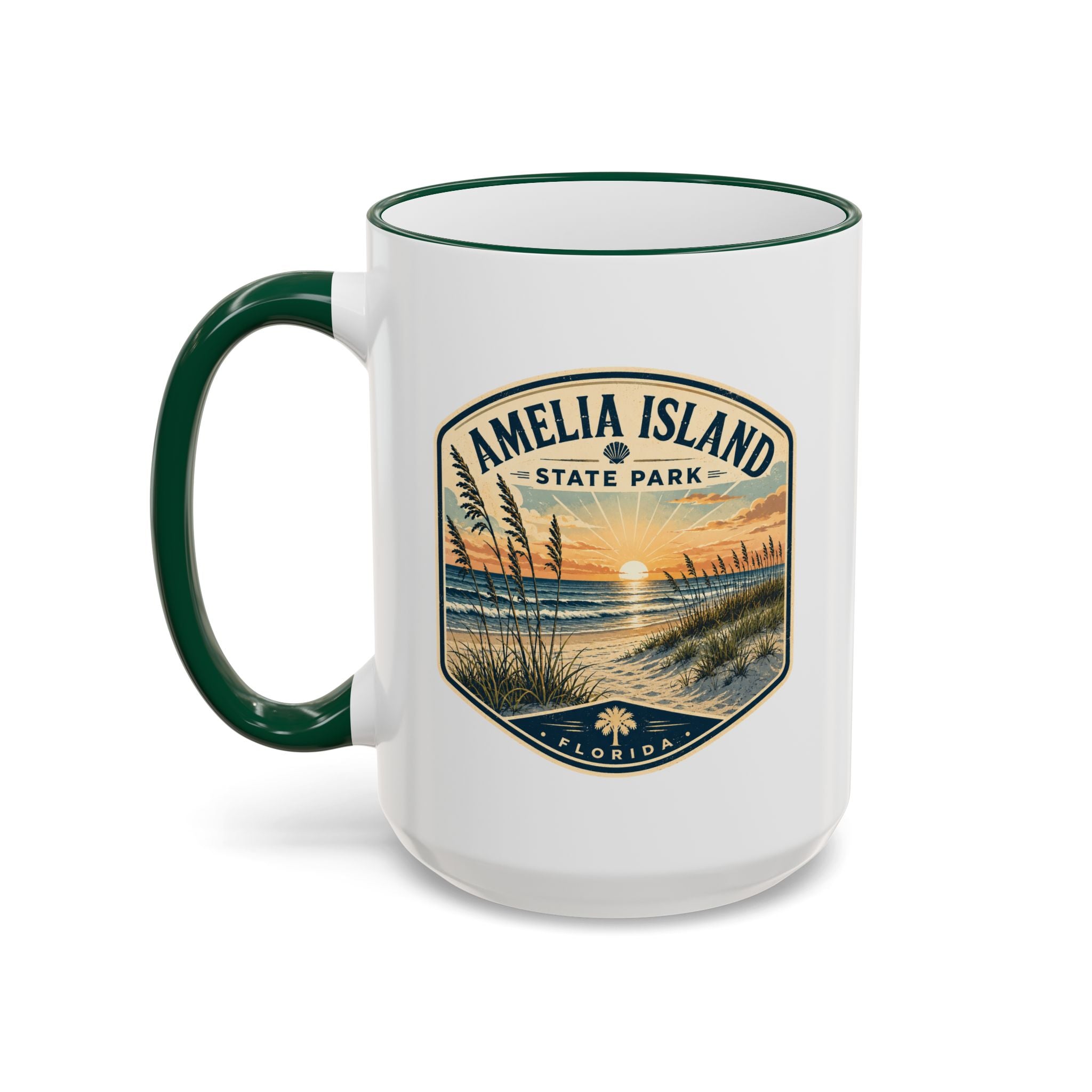 Amelia Island Vintage Mug — Accent Rim & Handle 11oz/15oz
