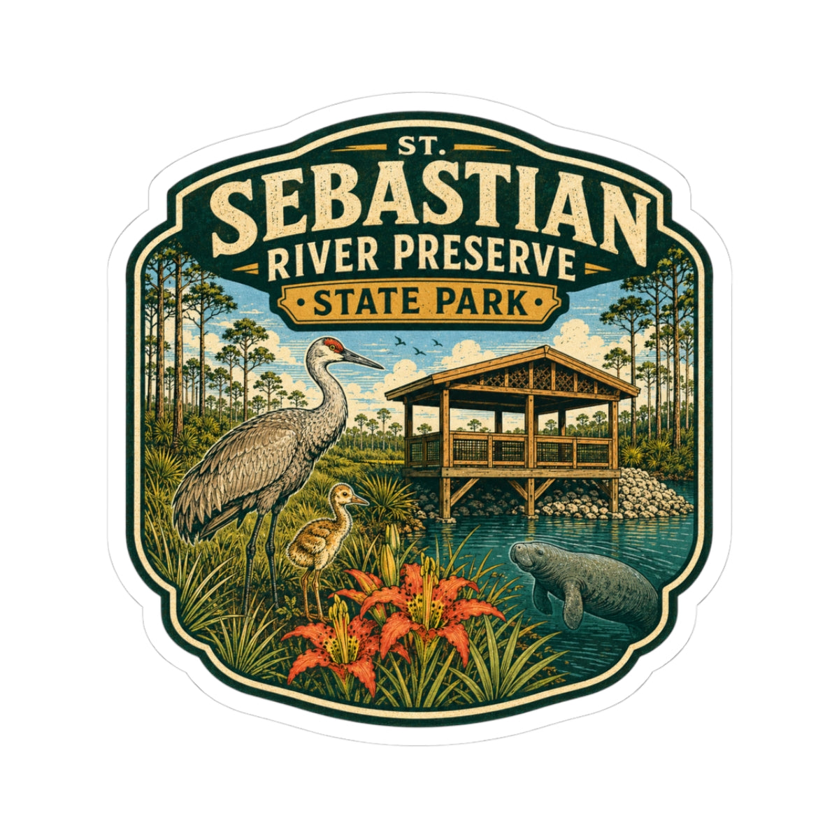 Sebastian River Preserve State Park Sticker — Vintage Wildlife Park Decal