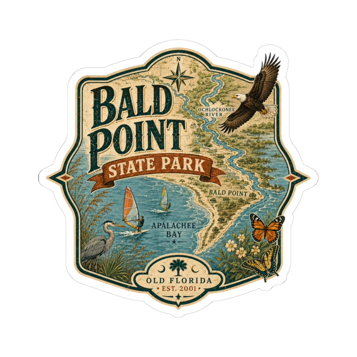 Bald Point State Park Sticker — Vintage Map Travel Decal