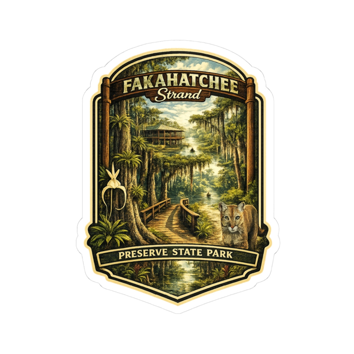 Fakahatchee Strand Preserve State Park Sticker — Vintage Florida Swamp Badge