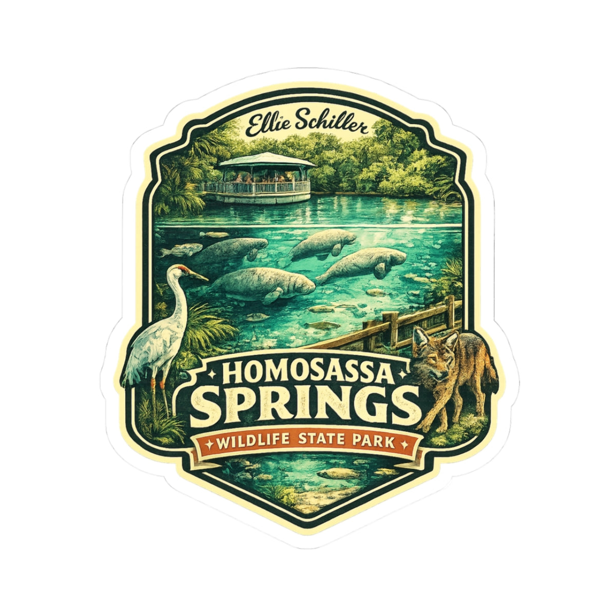 Homosassa Springs Vintage Park Sticker — Wildlife State Park Kiss-Cut Decal