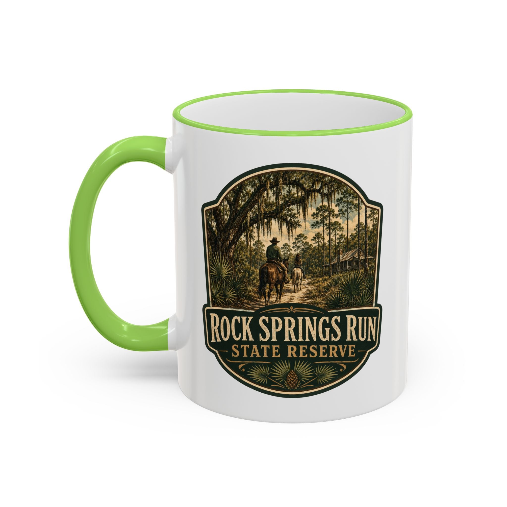 Rock Springs Run Vintage Mug — Accent Rim & Handle 11oz/15oz