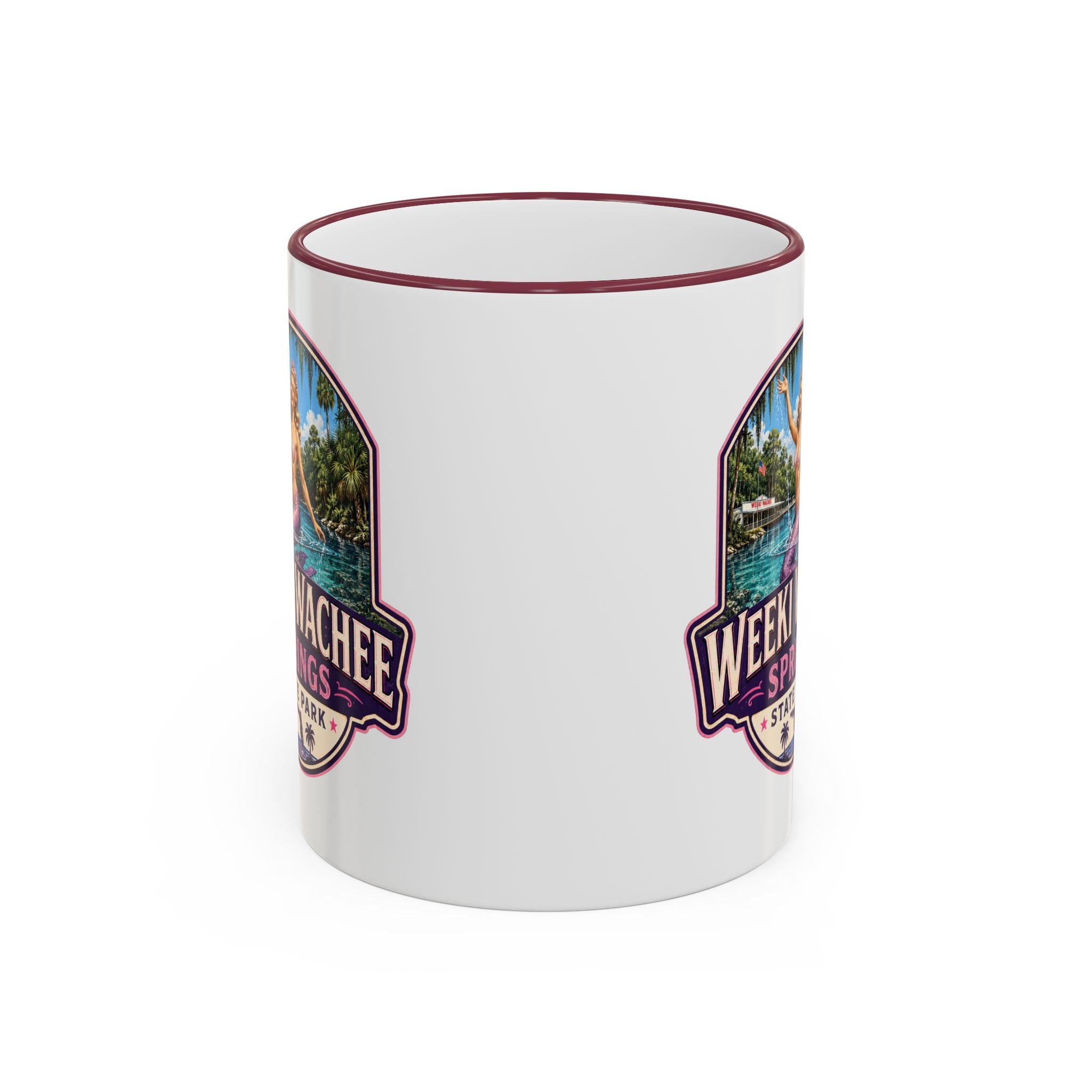 Weeki Wachee Vintage Mug Pink — Accent Rim & Handle 11oz/15oz