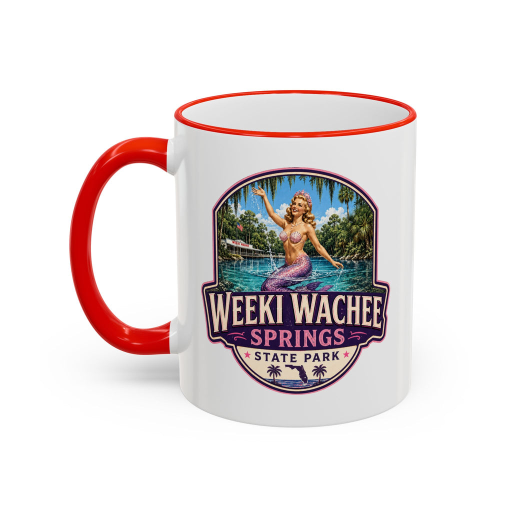 Weeki Wachee Vintage Mug Pink — Accent Rim & Handle 11oz/15oz