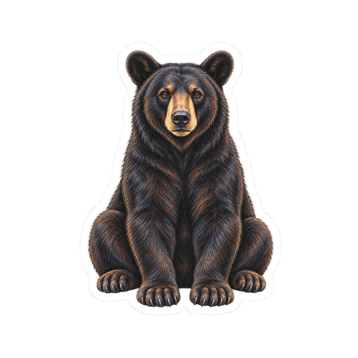 Florida Black Bear Kiss-Cut Sticker — Realistic Sitting Bear Decal for Laptop, Water Bottle & Gear