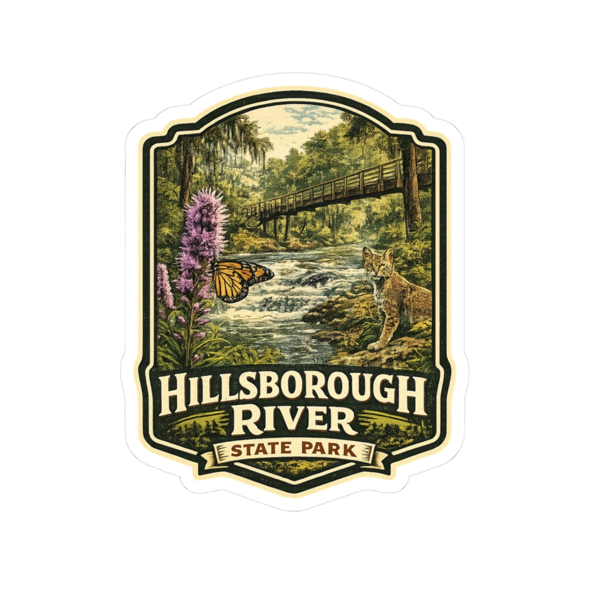 Hillsborough River State Park Sticker — Vintage Nature Park Emblem