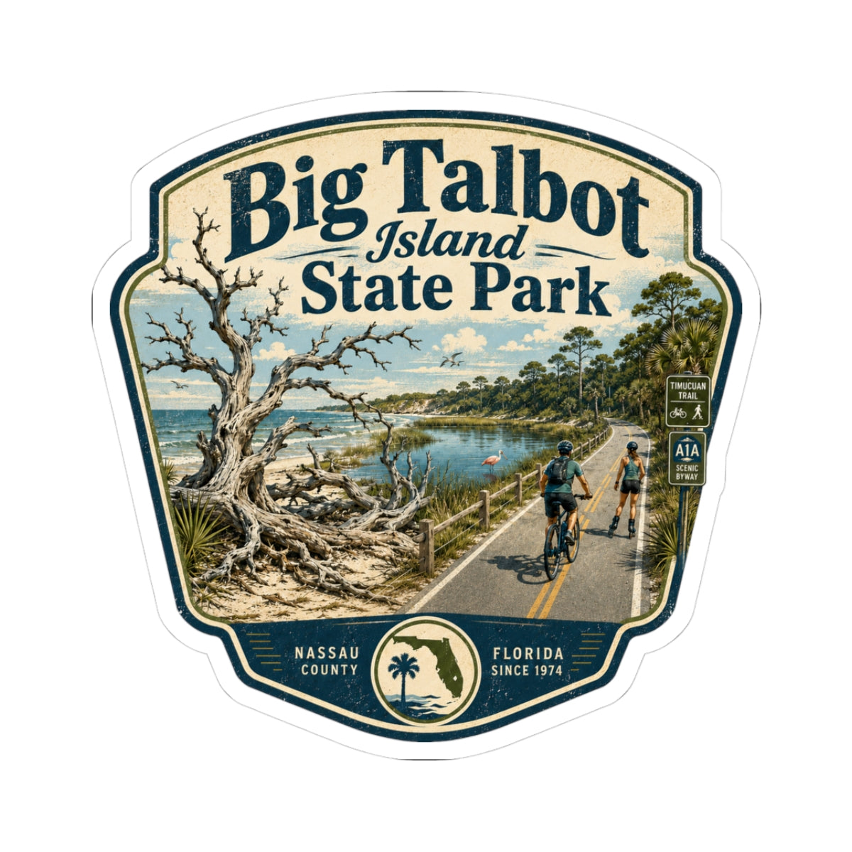 Big Talbot Island State Park Sticker – Vintage Florida Park Badge Kiss-Cut