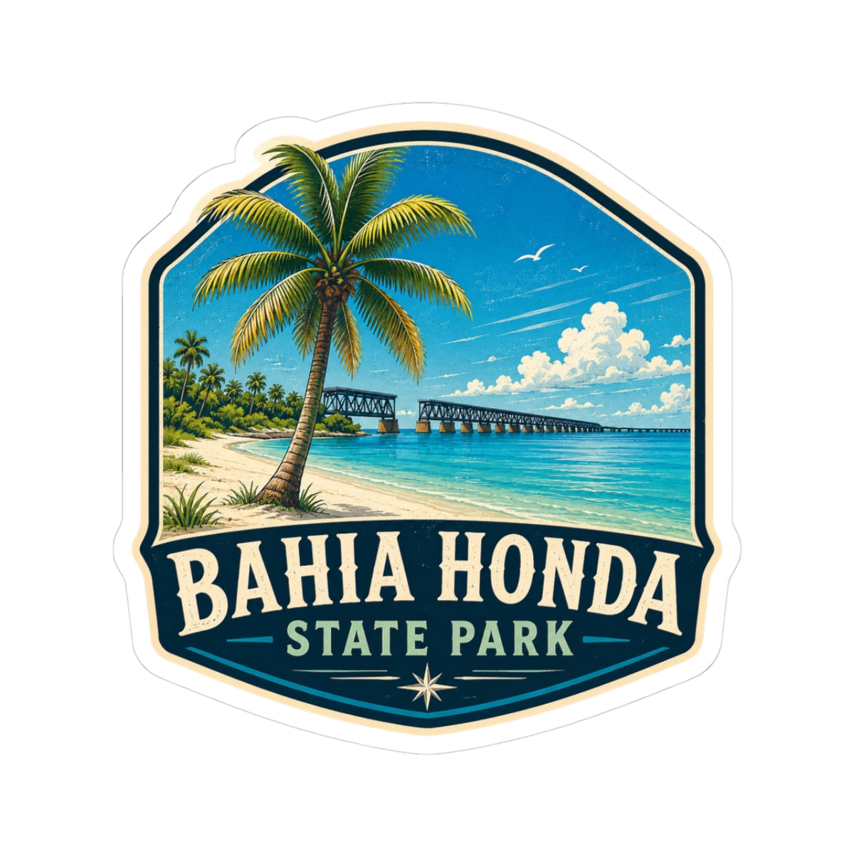 Bahia Honda State Park Sticker — Retro Tropical Beach Kiss-Cut Decal