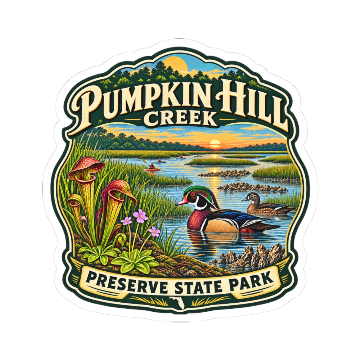 Pumpkin Hill Creek Preserve State Park Sticker — Vintage Wildlife Park Decal