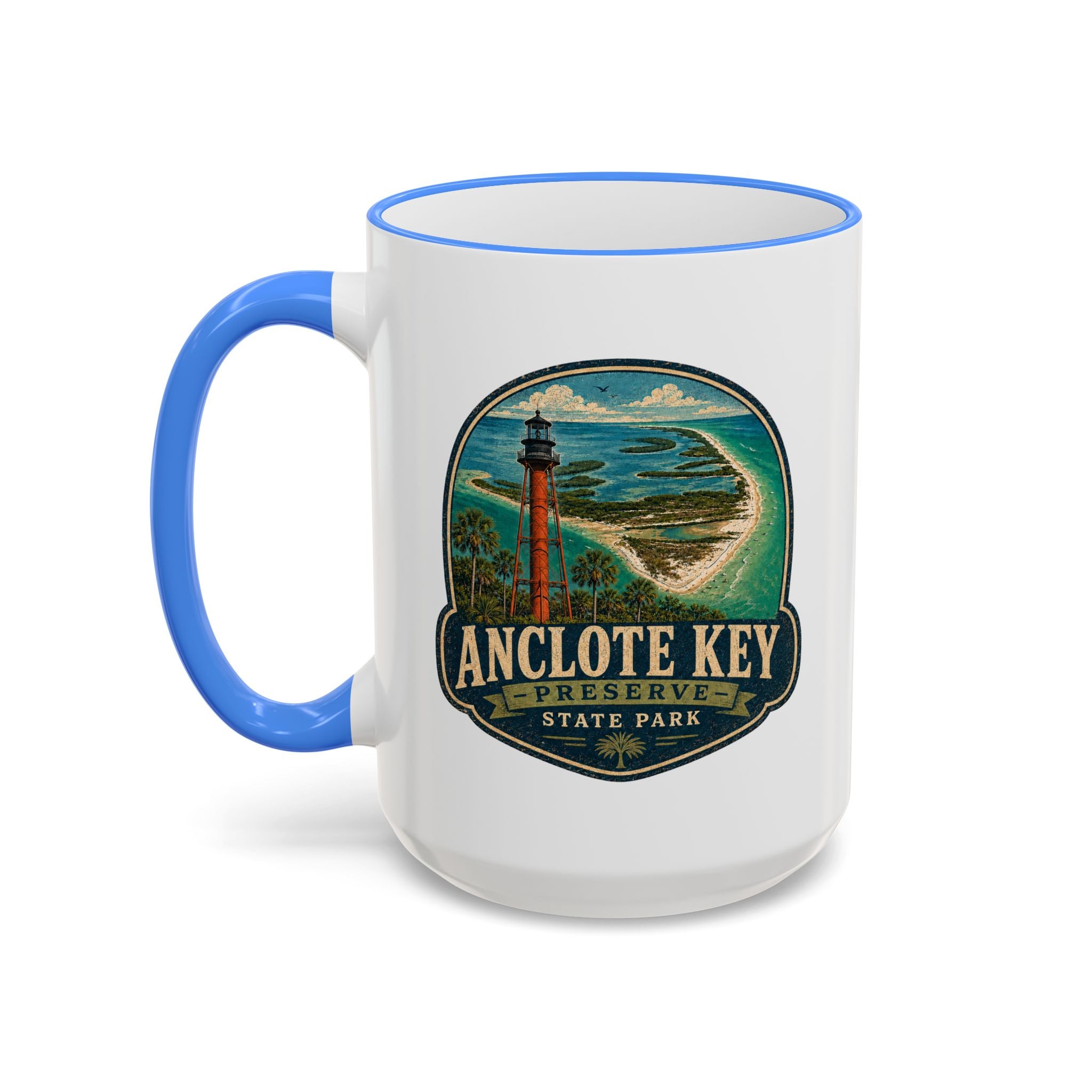 Anclote Key Vintage Mug — Accent Rim & Handle 11oz/15oz