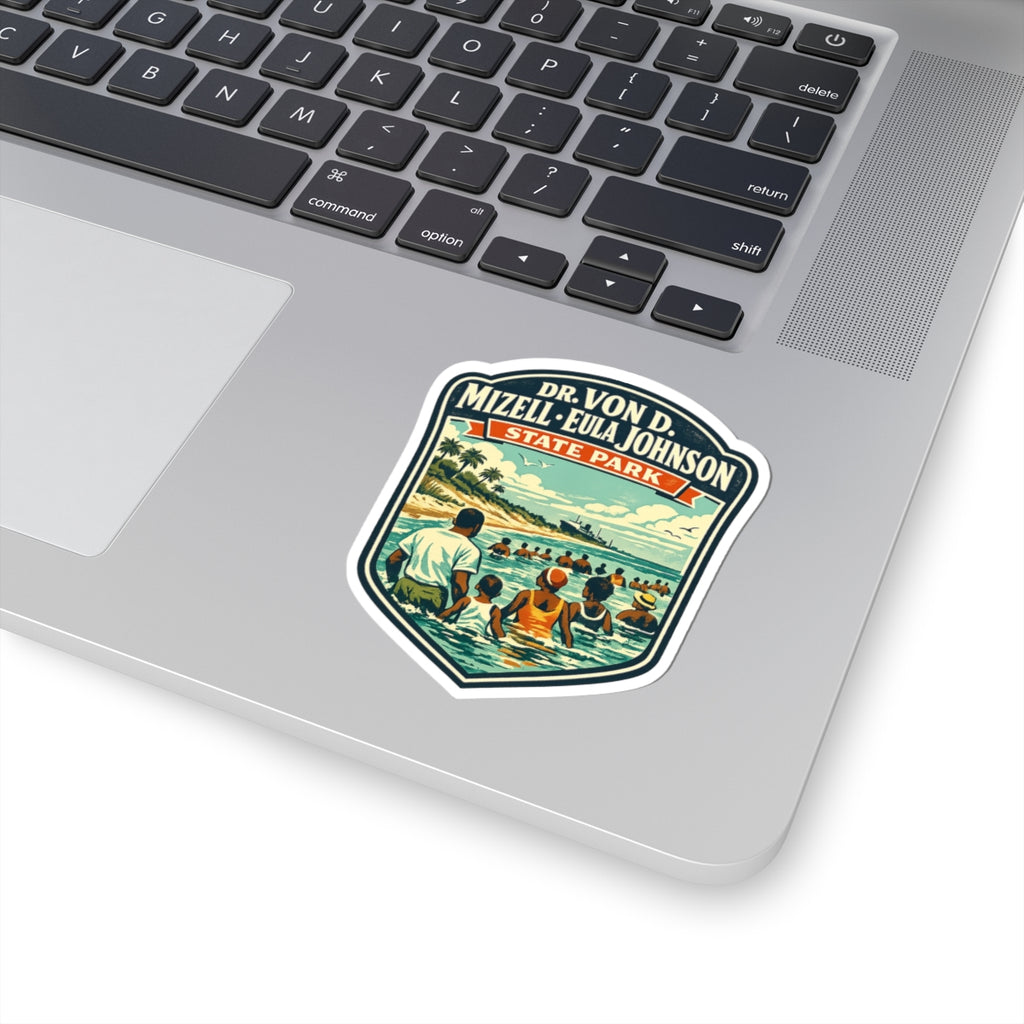 Kiss-Cut Sticker — Dr. Von D. Mizell–Eula Johnson State Park Retro Travel Badge