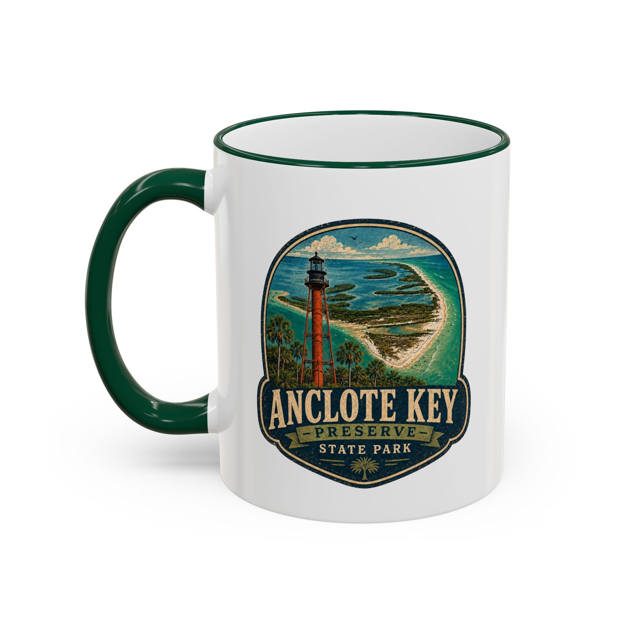Anclote Key Vintage Mug — Accent Rim & Handle 11oz/15oz