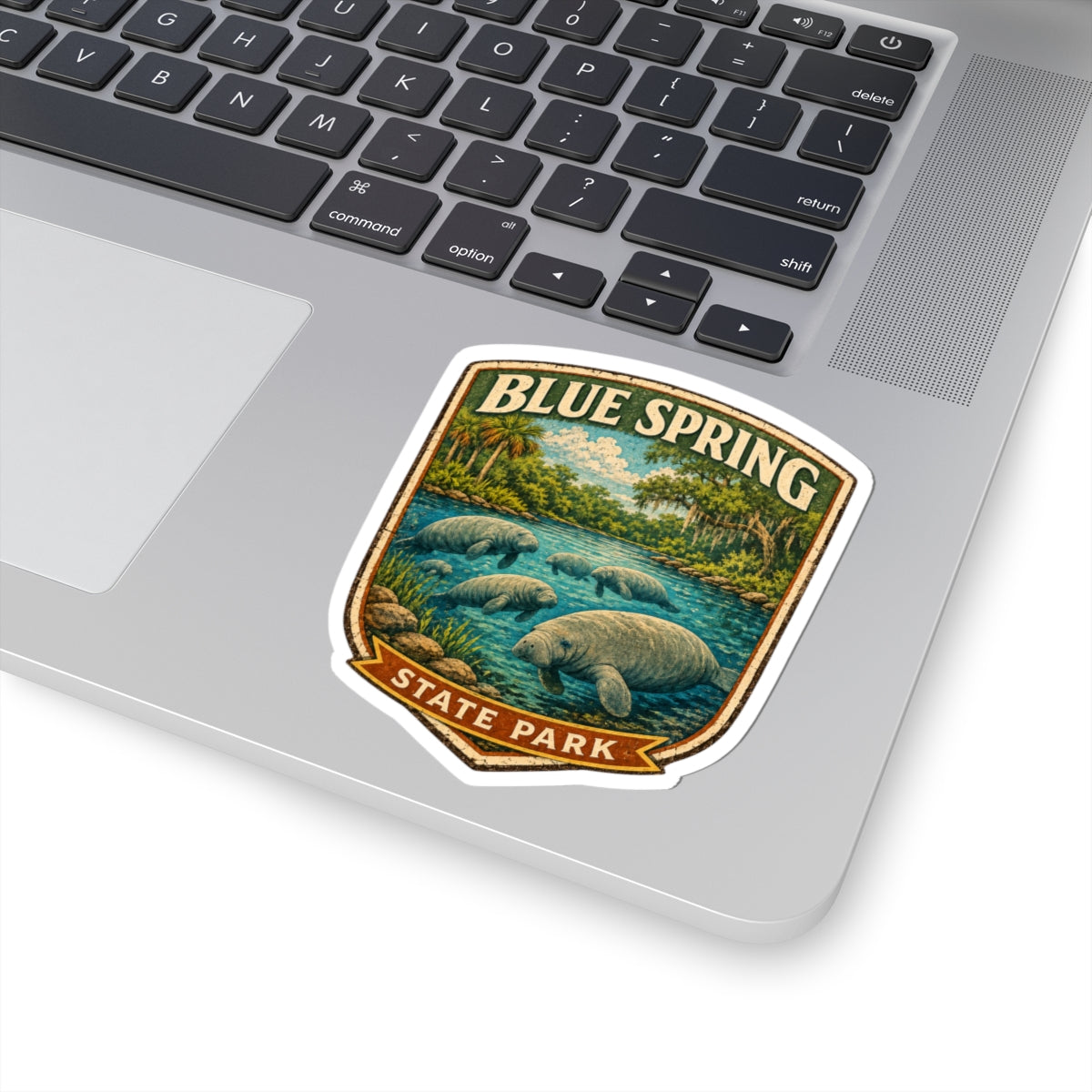 Blue Spring State Park Manatee Sticker — Vintage National Park Decal