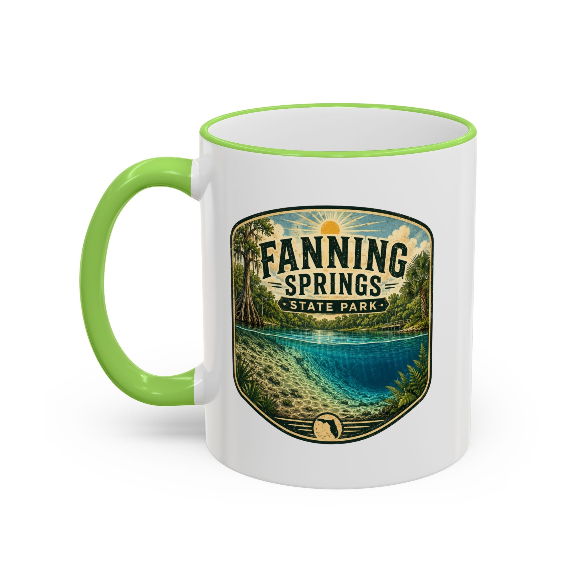 Fanning Springs Vintage Mug — Accent Rim & Handle 11oz/15oz