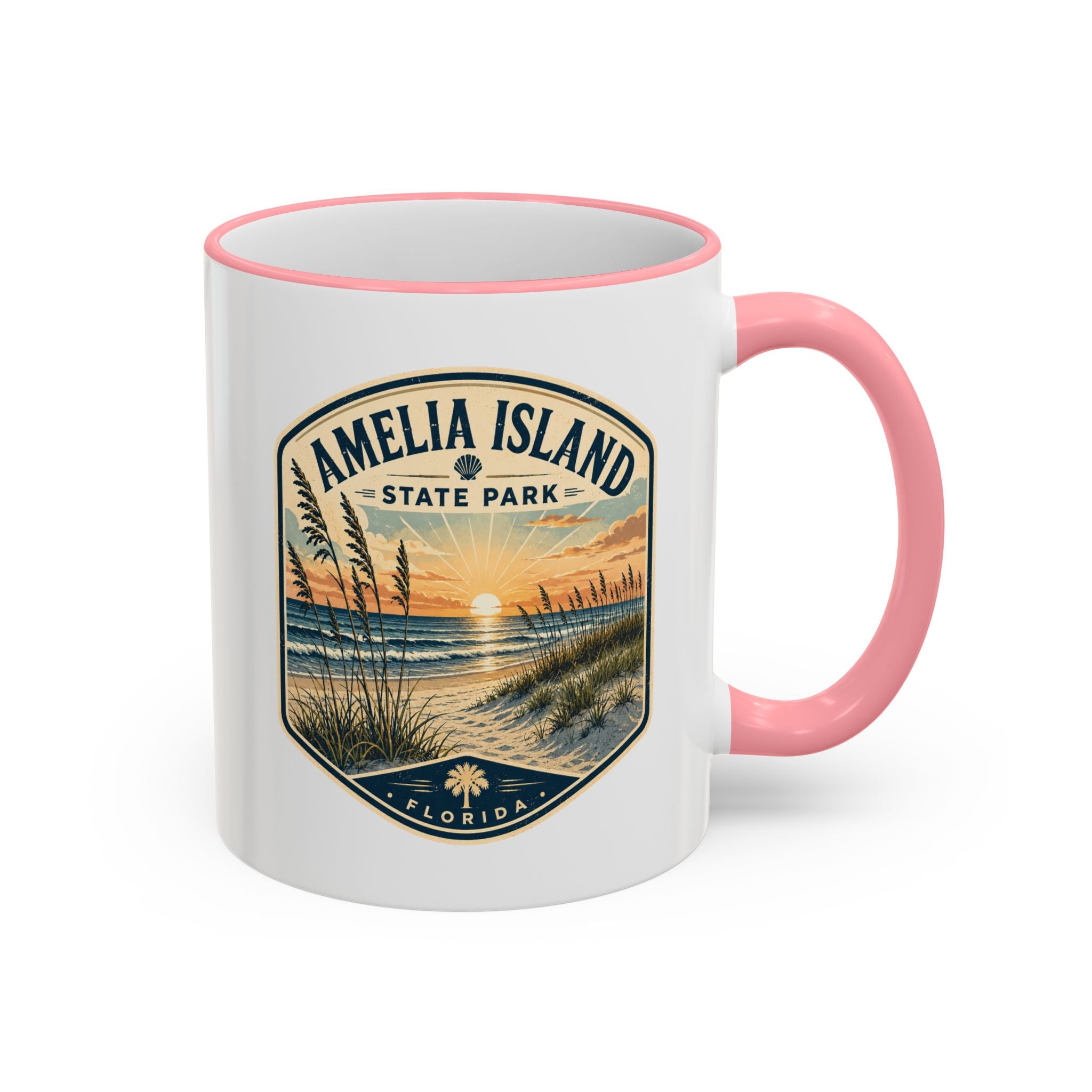 Amelia Island Vintage Mug — Accent Rim & Handle 11oz/15oz