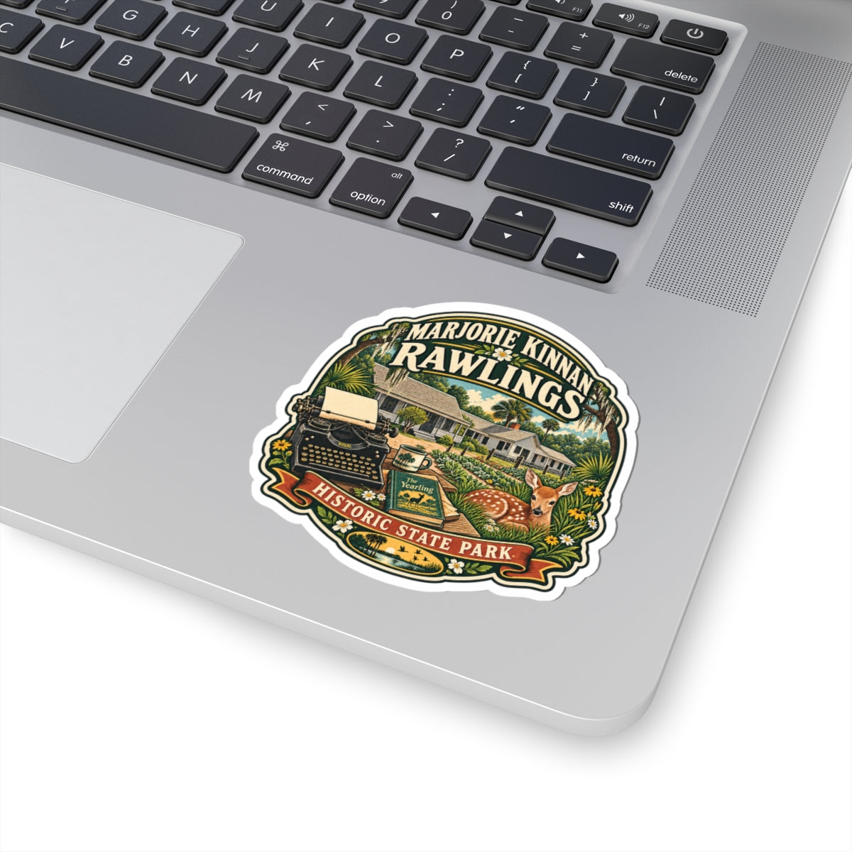 Marjorie Kinnan Rawlings Historic State Park Sticker — Vintage Typewriter & Deer Kiss-Cut Decal