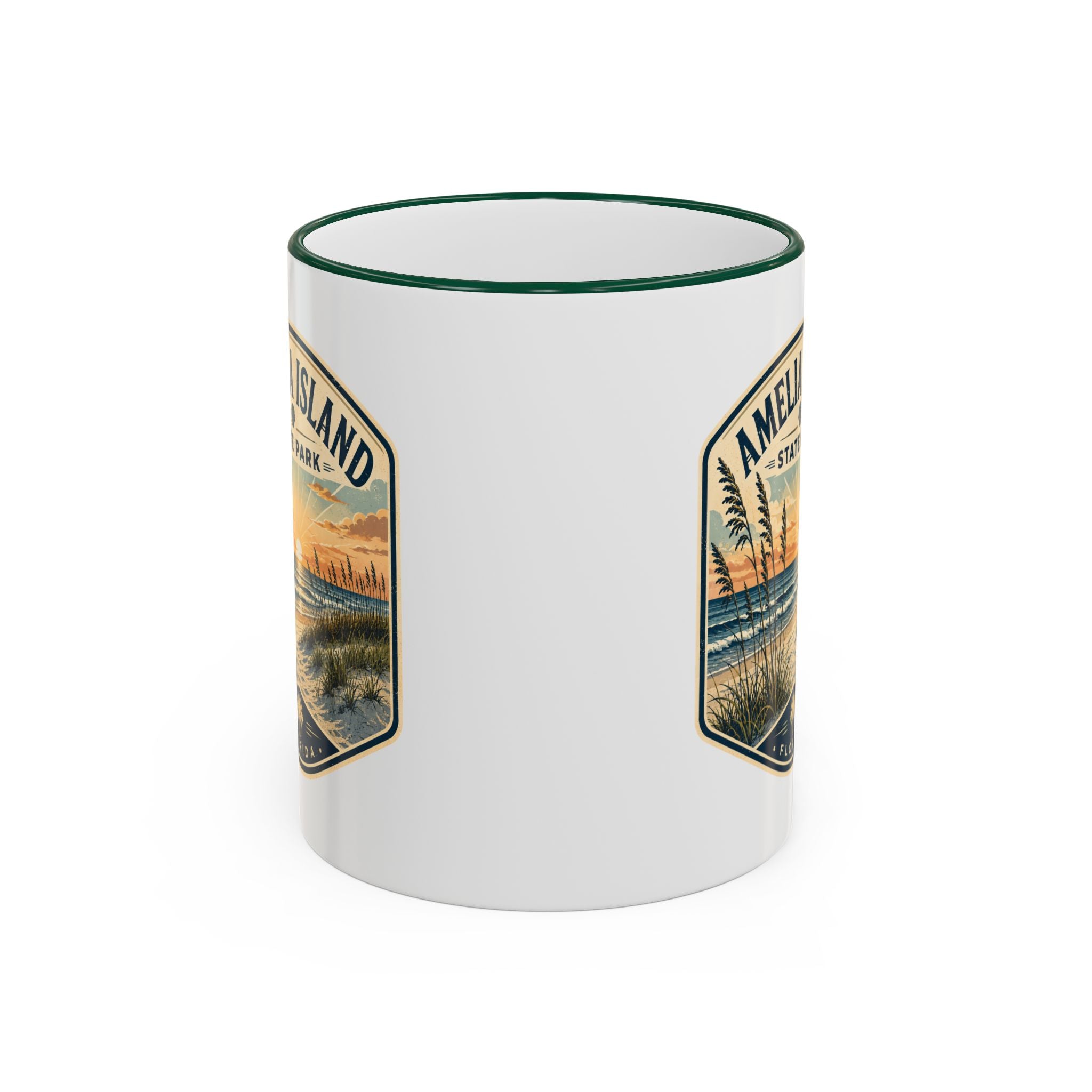 Amelia Island Vintage Mug — Accent Rim & Handle 11oz/15oz