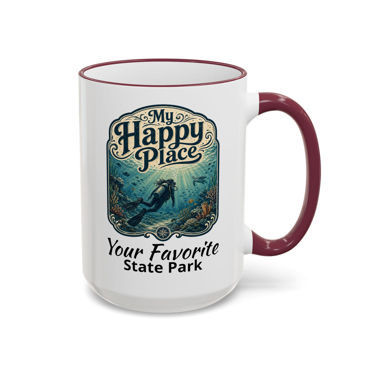 CUSTOMIZABLE Scuba Ocean Accent Rim & Handle 11oz/15oz