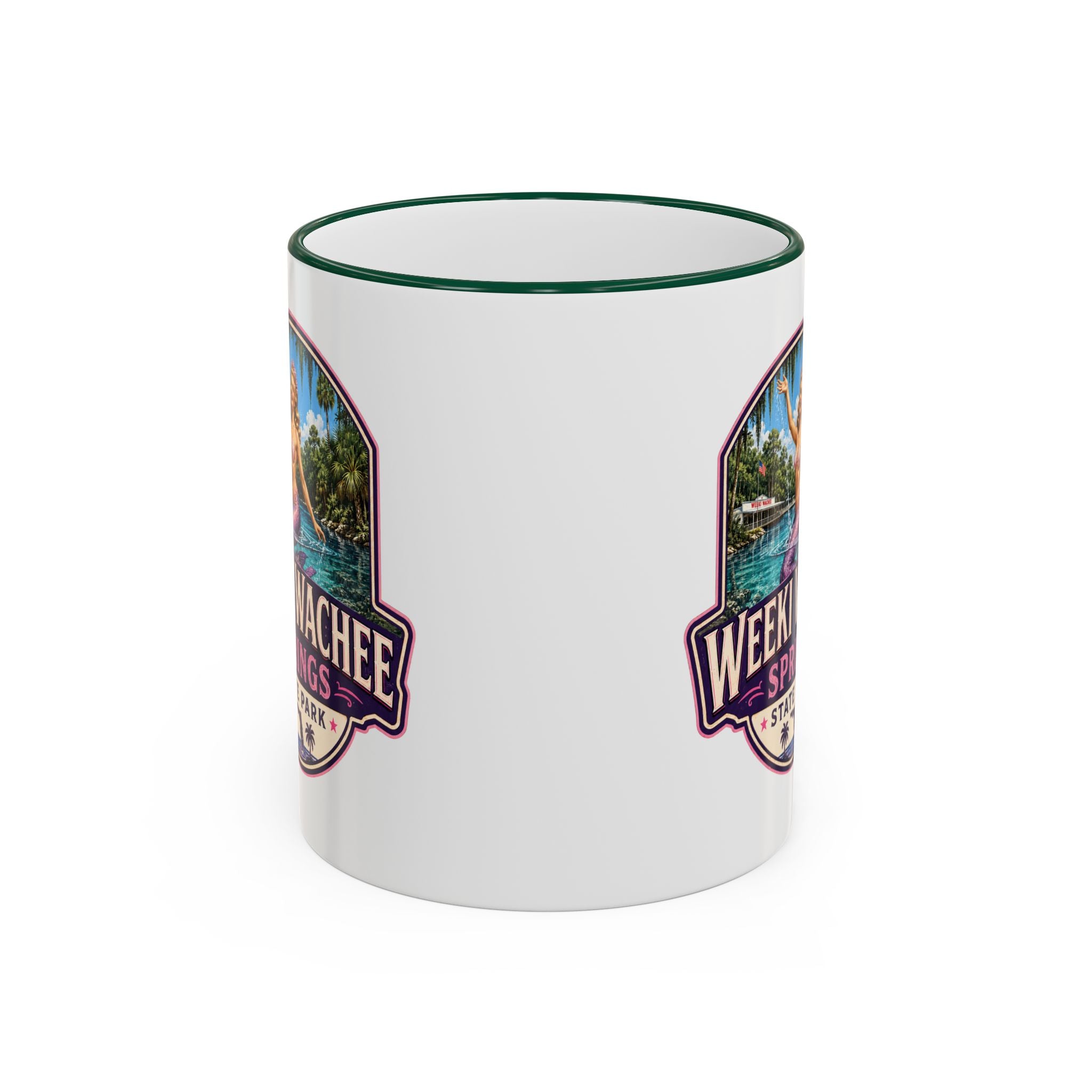 Weeki Wachee Vintage Mug Pink — Accent Rim & Handle 11oz/15oz