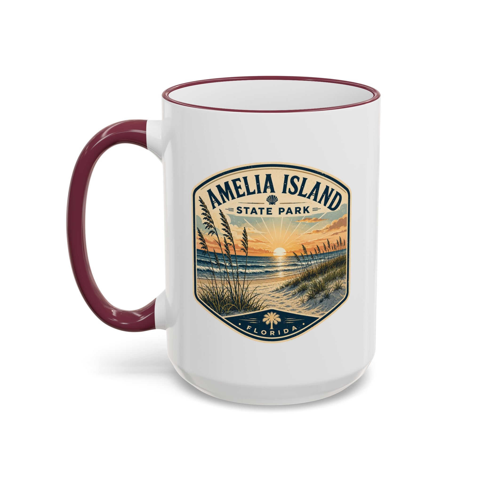 Amelia Island Vintage Mug — Accent Rim & Handle 11oz/15oz