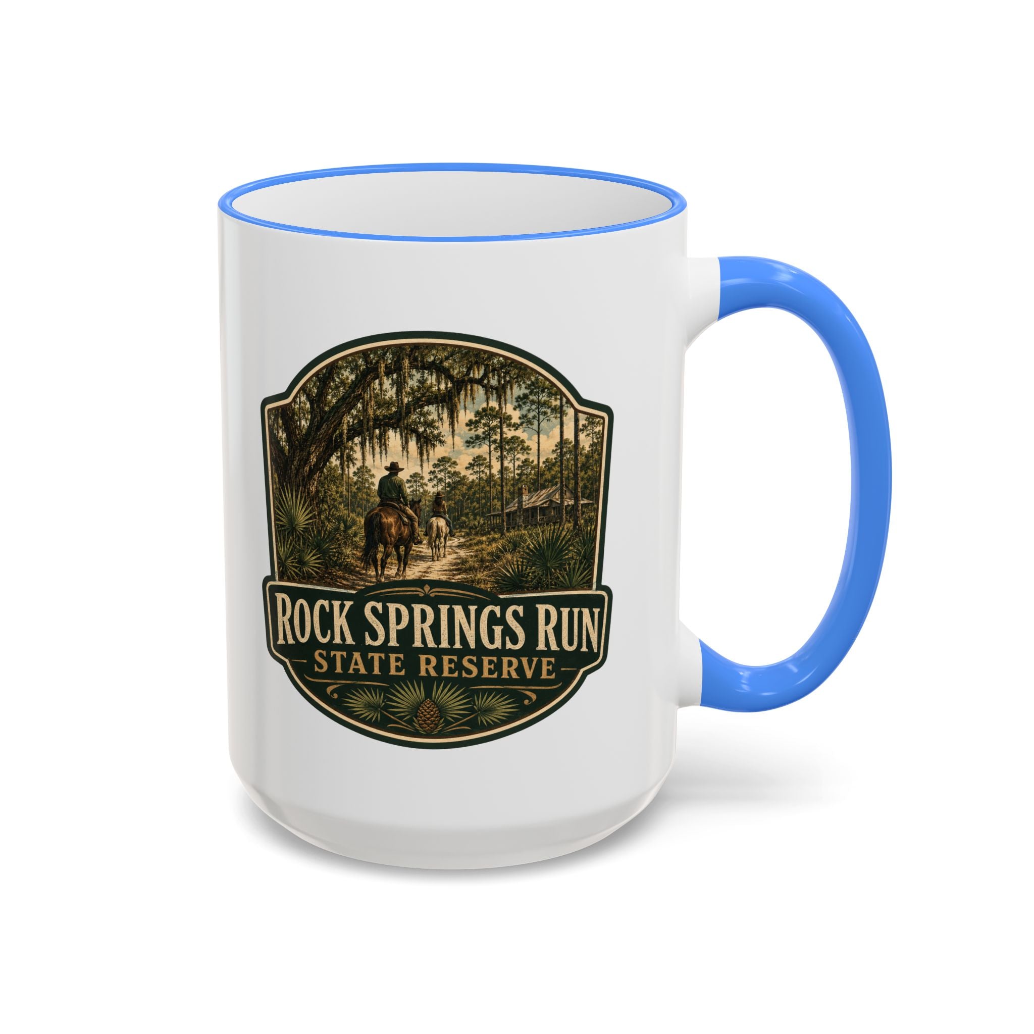 Rock Springs Run Vintage Mug — Accent Rim & Handle 11oz/15oz