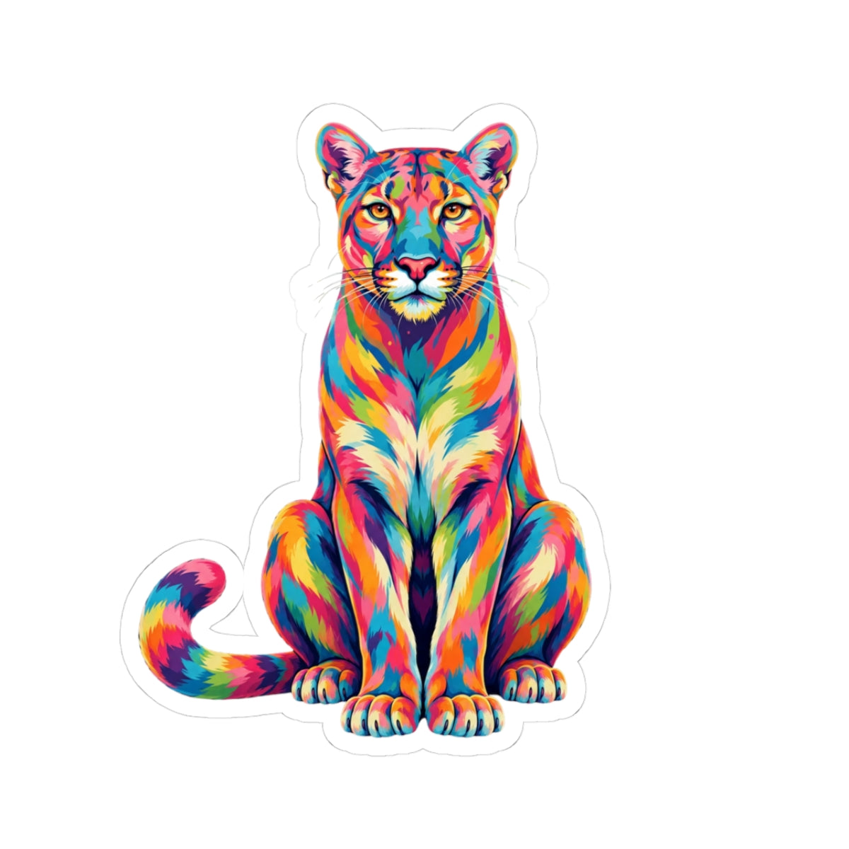 Rainbow Florida Panther Kiss-Cut Sticker — Vibrant Colorful Laptop Decal