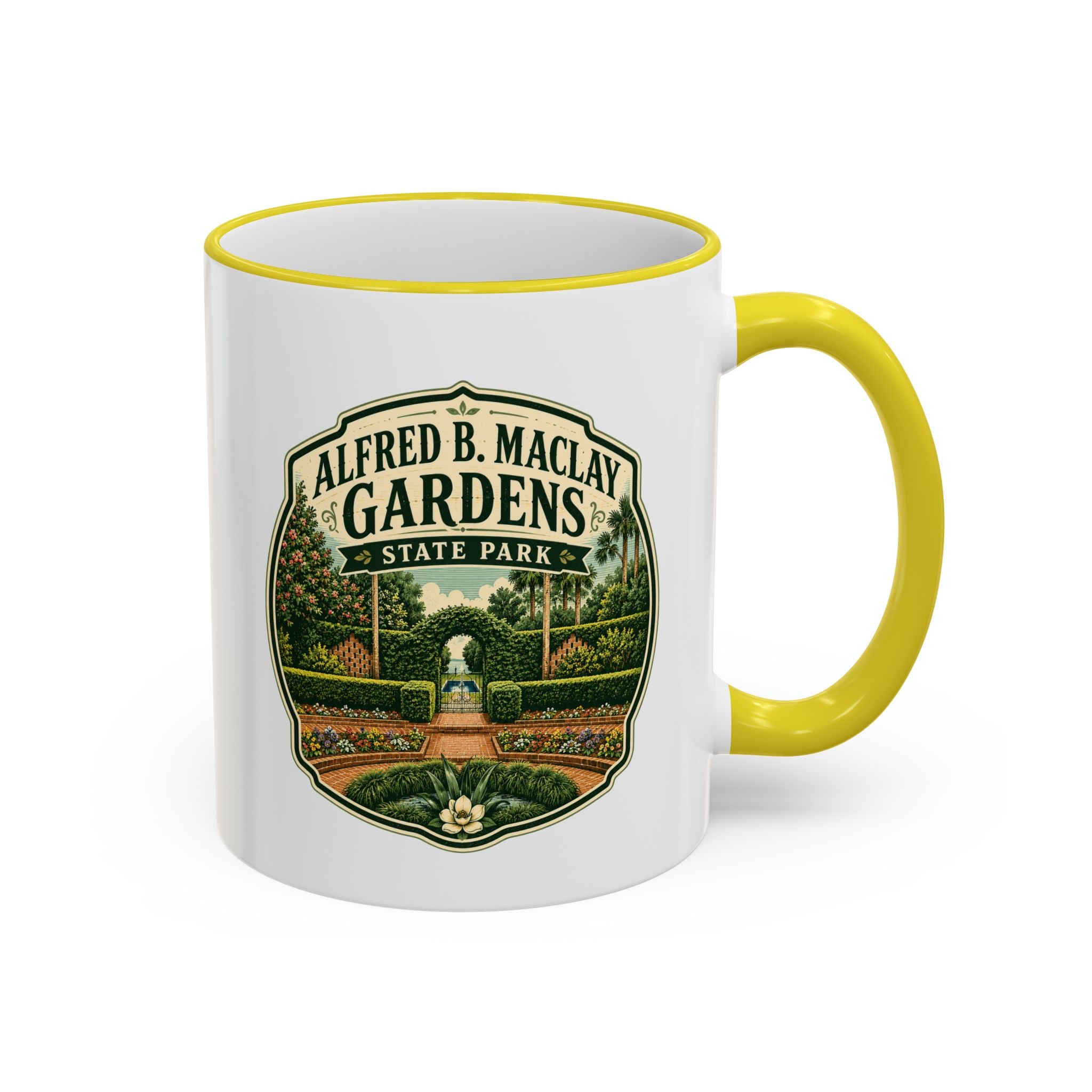 Maclay Gardens Vintage Mug — Accent Rim & Handle 11oz/15oz