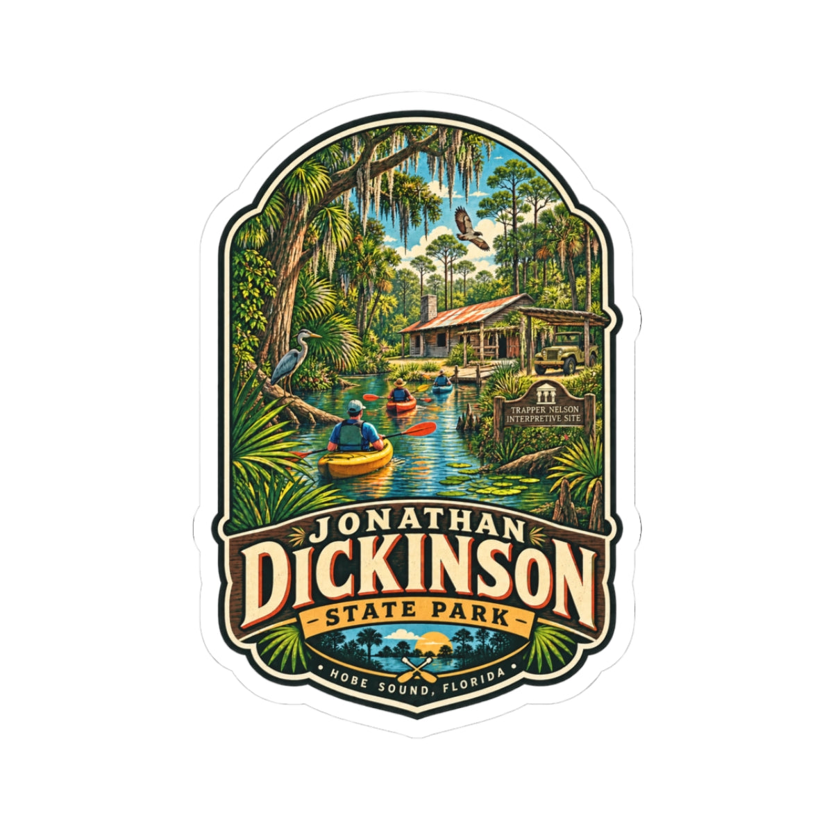 Jonathan Dickinson State Park Sticker — Vintage Kayaking Florida Park Decal